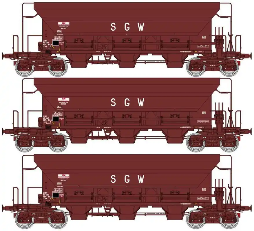 A Buon Prezzo REE MODELES WB-667 - Set 3 carri tramoggia tipo F70 Eads "SGW", SNCF, ep.IV