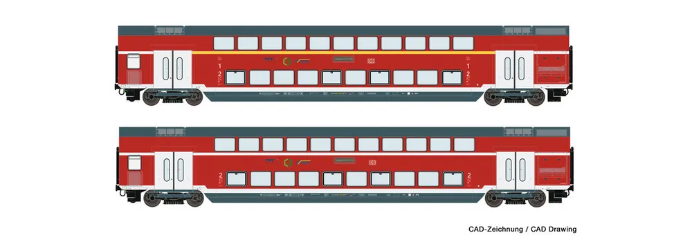 Offerta Limitata ROCO 74148 - Set di due carrozze a due piani, DB AG, ep.VI **ILLUM.**
