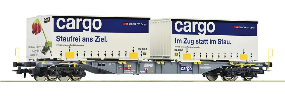 Nuovo Arrivo ROCO 77341 - Carro per trasporto container tipo Sgnss, SBB, ep.VI