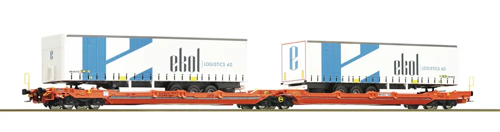 ROCO 77392 - Carro a doppia tasca articolato tipo Sdggmrs 738/T3000e "EKOL", WASCO, ep.VI Solo Oggi