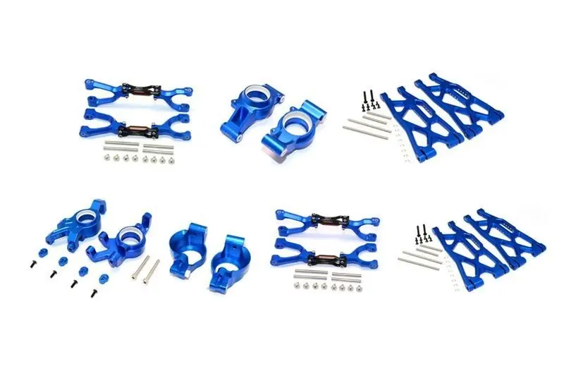 ALU ft&rr upr+lwr ARMS+ft C HUBS+ft Knkl ARMS SET XMAXX(92) GPM TRX XMAXX 8S 6S blu Scelto Dai Clienti