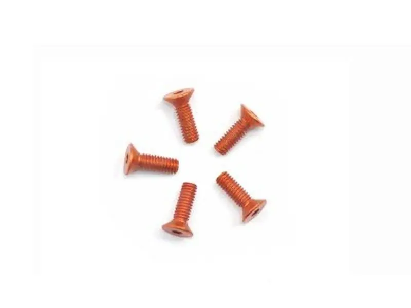 Alu Screw allen countersunk M2.5×8 Orange (7075) (5) ARROWMAX (Aluminum Screws (7075-T6 )) Nuovo Arrivo