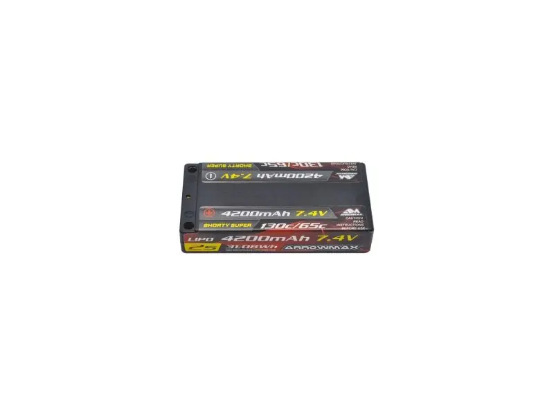 AM Lipo 4200mAh 2S Shorty Super LCG – 7.4V 65C Continuous 1 ARROWMAX Reso Gratuito