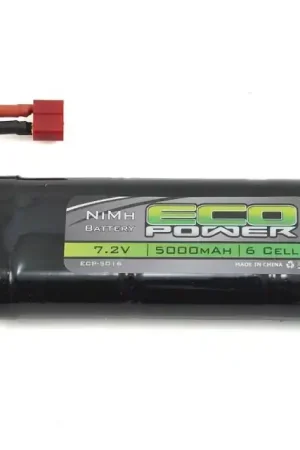 6-Cell NiMH Stick Pack Batterie mit T-Style Stecker EcoPower (7.2V/5000mAh) Prezzo Scontato