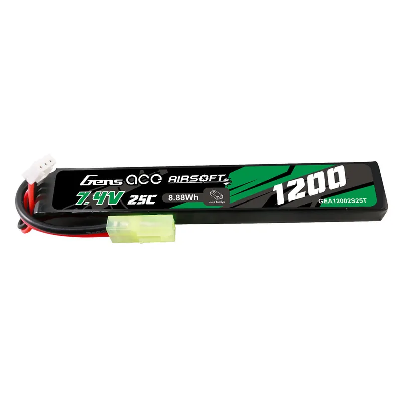 Gens ace 25C 1200mAh 2S1P 7.4V Airsoft Gun Lipo Battery with mini Tamiya Plug – 2 Celle Ordina Subito