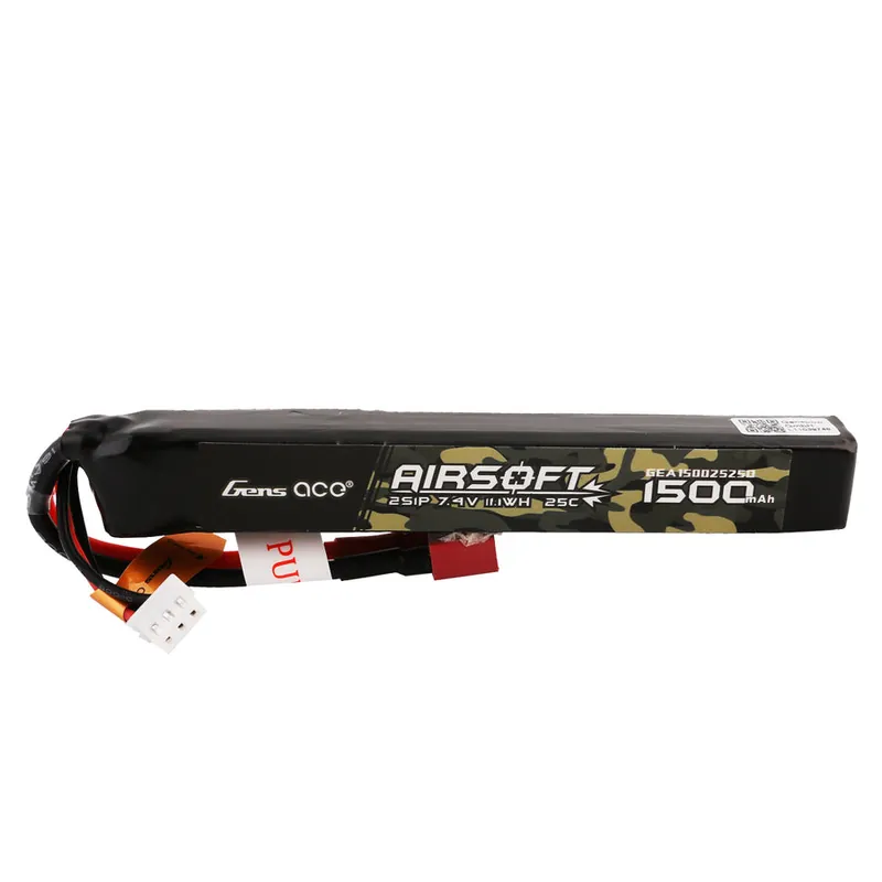 Must-Have Batteria 25C 1500mAh 2S1P 7.4V Airsoft Gun Lipo Battery with T Plug