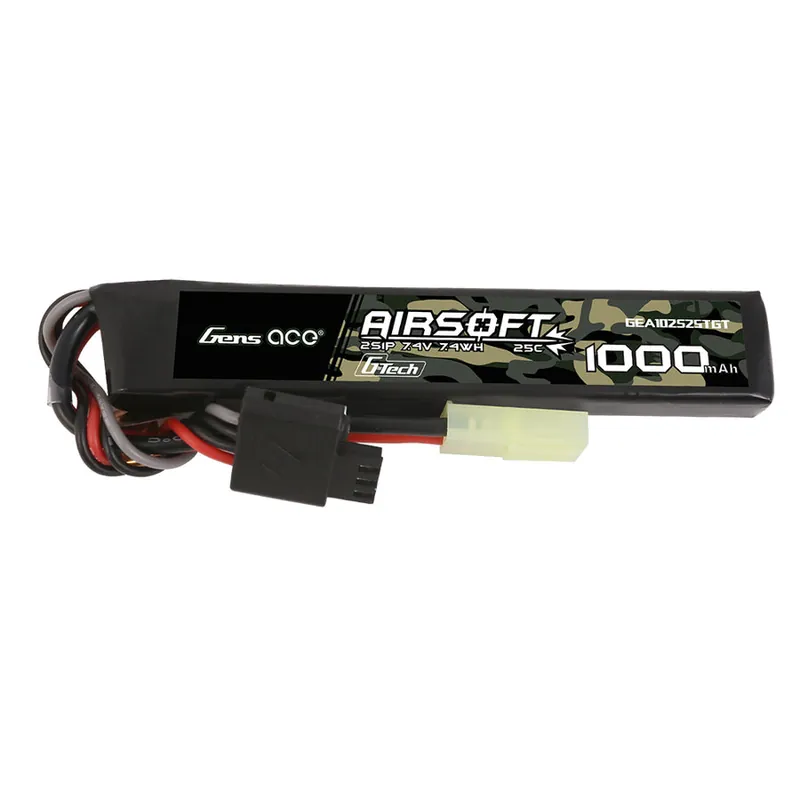 Gens ace G-Tech 25C 1000mAh 2S1P 7.4V Airsoft Gun Lipo Battery with mini Tamiya Plug Di Tendenza