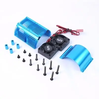 Yeah Racing dissipatore in alluminio per motori 1/8 (da 40.8mm diametro regolabile) doppia ventola Tornado BLU Ultime Pezzi
