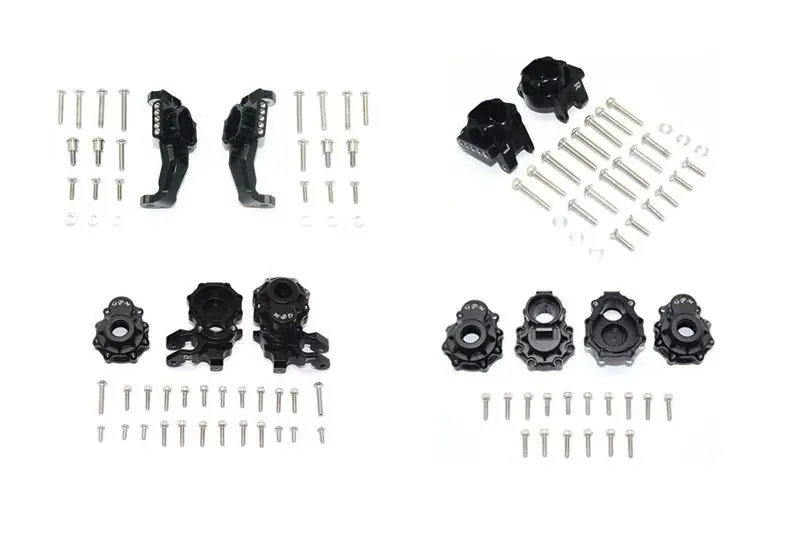 Esclusivo ALU ft+rr C HUB rr SUPPORTI GEAR BOX ft+rr Knkl ARMS -104PCS GPM TRX TRX4 DEFENDER BRONCO BLAZER nero