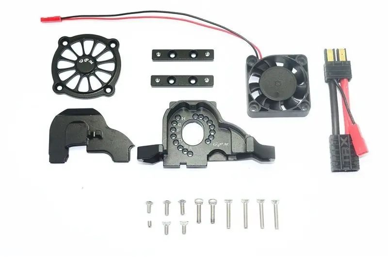 Popolare SUPPORTO MOTORE IN ALLUMINIO + COPERCHIO CASSA INGRANAGGI SPUR con VENTOLA DI RAFFREDDAMENTO-19 PZ GPM TRX TRX4 nero
