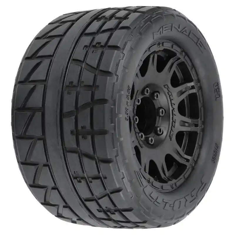 1/8 Menace HP BELTED F/R 3.8 MT Tires Mounted 17mm Black Raid (2) Offerta Del Giorno