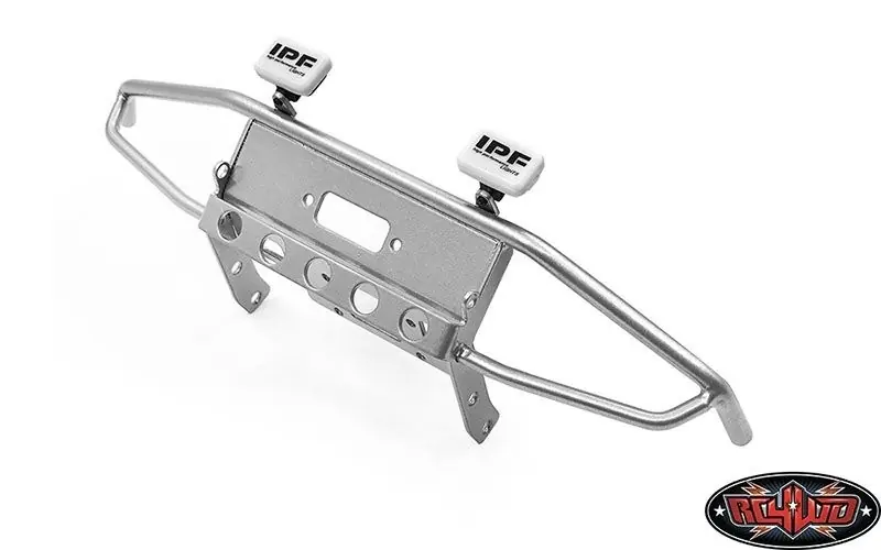 Economico Guardian Steel Front Winch Bumper w/ IPF Lights RC4WD for Axial 1/10 SCX10 II UMG10 (Silver)