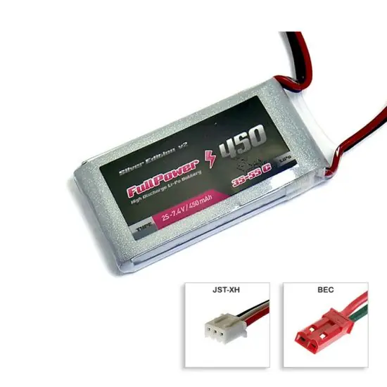 Batteria Lipo 2S 450mAhÂ35C Silver V2 – BEC Consegna Rapida