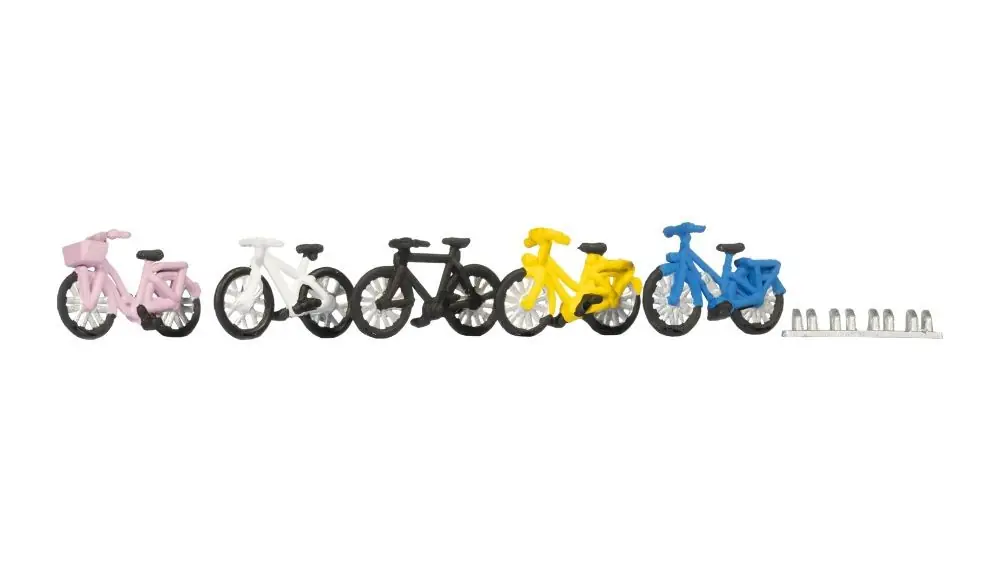 15895 Noch HO set 5 biciclette colori vari con annesso scala 1 87 Offerta