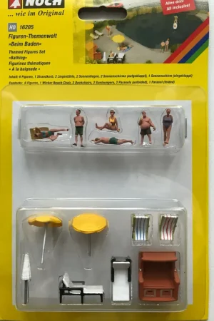 Compra Online 16205 Noch HO Set personaggi e accessori vari in spiaggia come foto scala 1 87