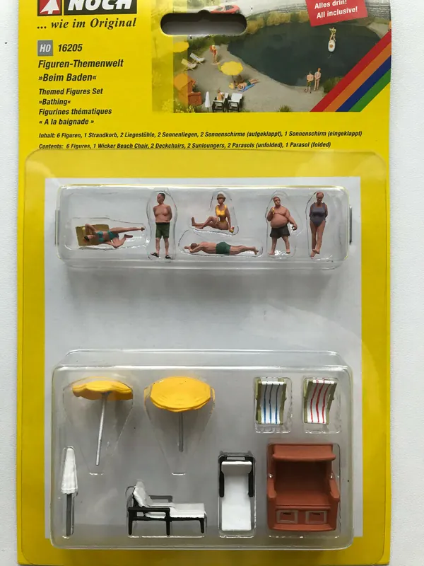 Compra Online 16205 Noch HO Set personaggi e accessori vari in spiaggia come foto scala 1 87