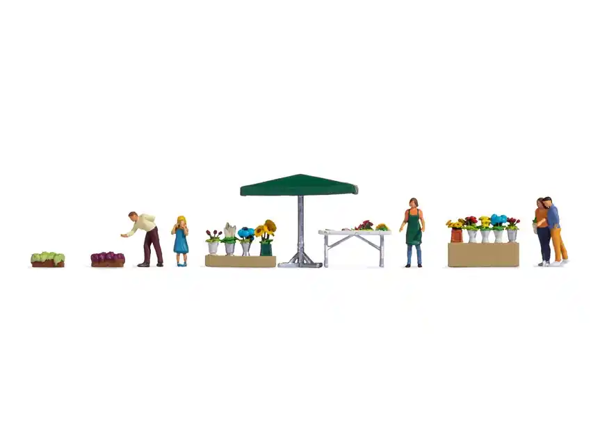 16227 Noch HO Set personaggi e accessori al mercato dei fiori come foto sc. 1 87 Promo Stagionale