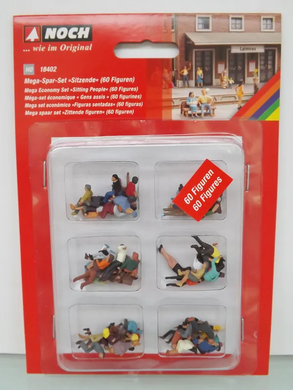 Spedito Oggi 18402 Noch HO Set 60 personaggi viaggiatori seduti confezione risparmio