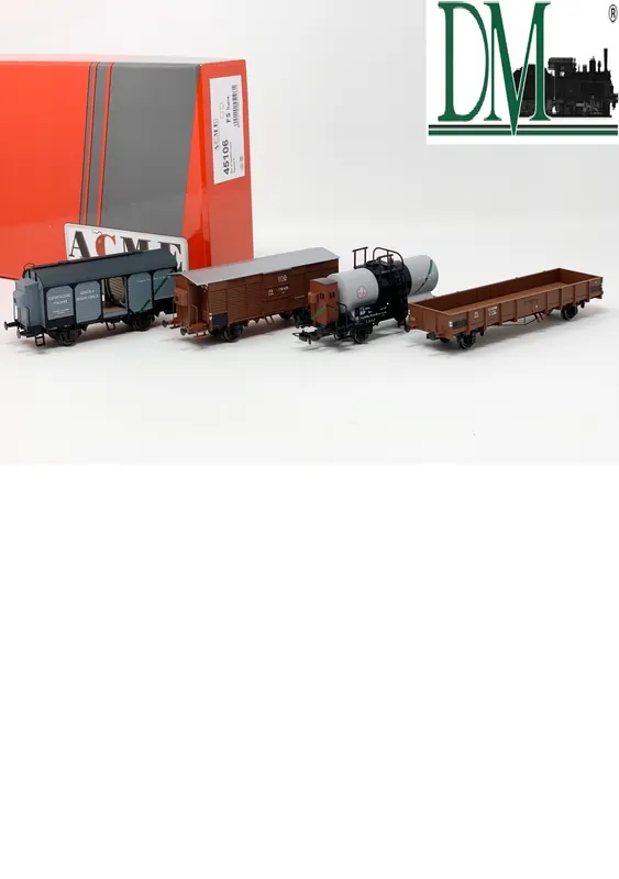 45106 Acme set di 4 carri merci FS LL, Agip, Vino, F HO 1 87 Subito Disponibile