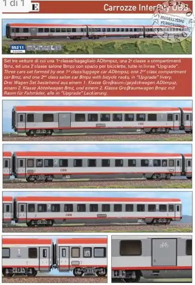 Vendita Finale 55211 Acme set 3 carrozze passeggeri OBB Intercity spazio bici ep VI