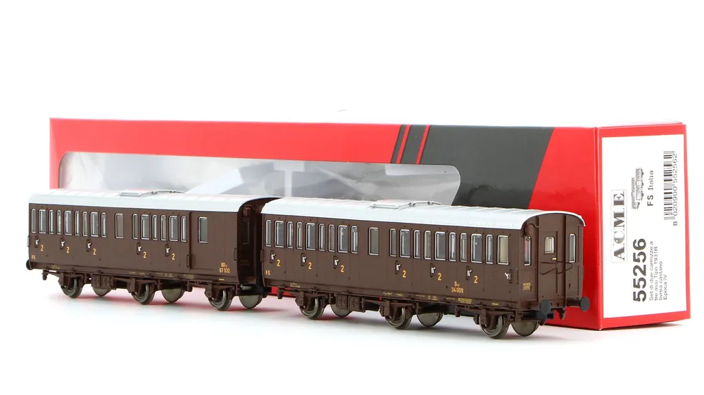 55256 Acme FS set due carrozze a tre assi Ciy e CDiy livrea castano FS Offerta Speciale