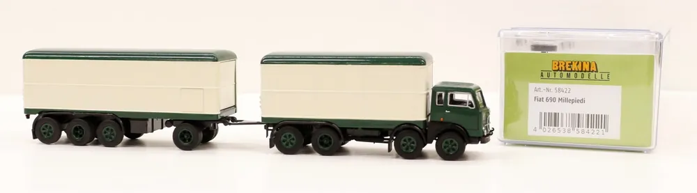 Promozione 58422 Brekina camion Fiat 690 Millepiedi verde con cassone isotermico sc 1 87