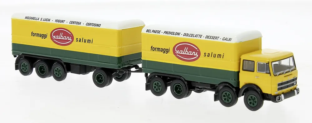 58542 Brekina HO 1 87 Fiat 690 Millepiedi con rimorchio Galbani Ultimissimo Modello