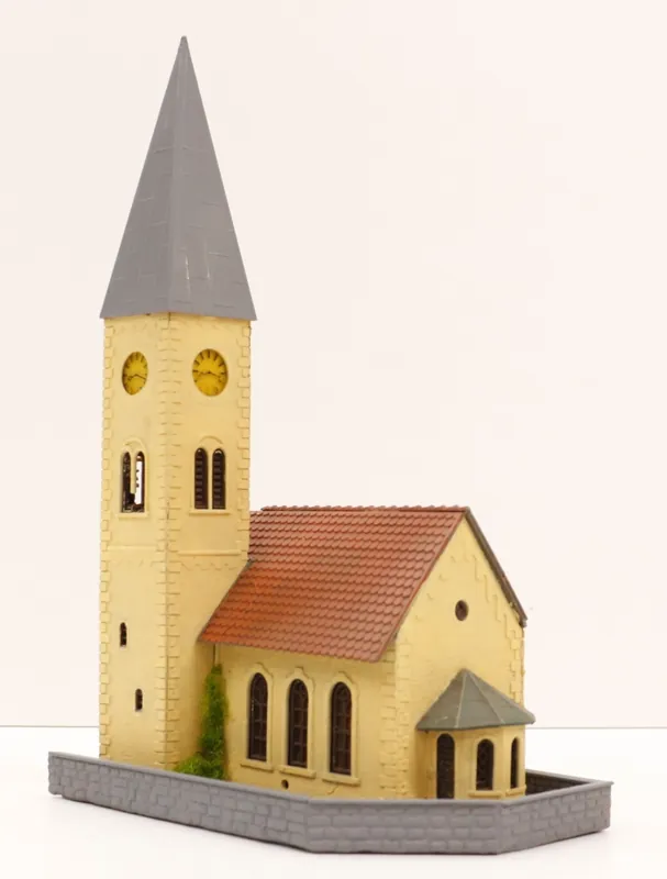 941DM HO Fabbricato chiesa montato colorato e illuminato sc 1 87 Reso Gratuito