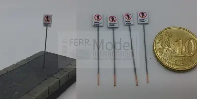FERRMODEL 250 - Set 4 cartelli FS "vietato oltrepassare la linea gialla" H0 1 87 Nuovo Arrivo