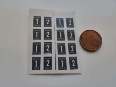 Esclusivo FERRMODEL 295 - Set scritte numeri binari tronchi adesivi 1 e 2 ep. II - III scala H0