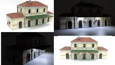 Offerta Lampo FERRMODEL 366 - Stazione Ferroviaria FS ILLUMINATA Colore giallo stazione Scala H0 1 87
