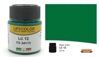 LIFECOLOR LC12 - Verde scuro opaco. Colore acrilico 22ml Novità