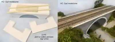 Novità PN 8753 - Kit da montare e verniciare, ponte con pilastri persi, a due vie. Scala H0 1 87