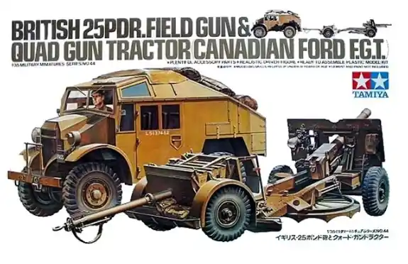 British 25Pdr.Field Gun & Quad Gun Tractor Canadian Ford F.G.T Offerta Lampo