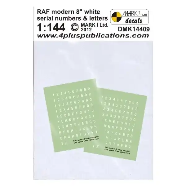 RAF modern 8" white numbers & letters Compra Adesso